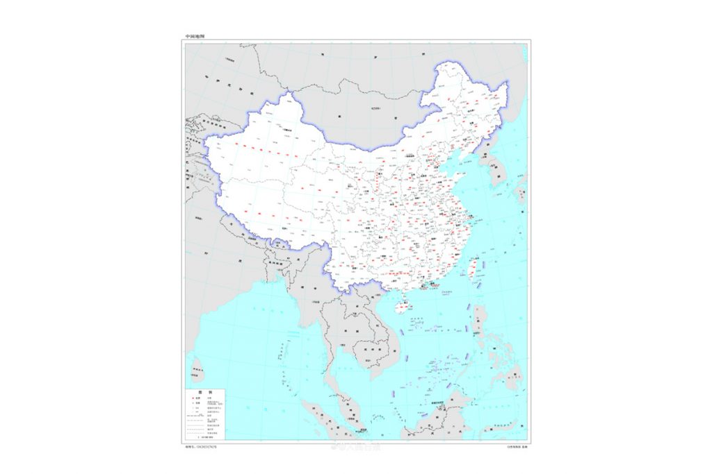 China, border map row