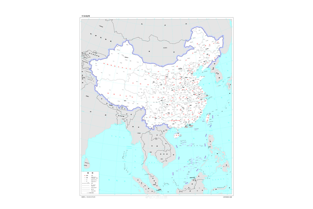 China, border map row