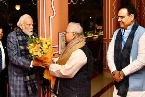 Rajasthan Governor welcomes PM Modi at Raj Bhavan