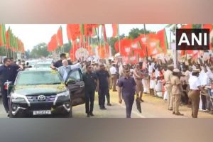 PM Modi holds roadshow in Rameswaram, people shower flower petals at his cavalcade