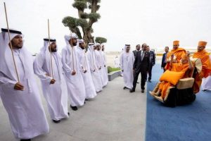 Spiritual leader Mahant Swami Maharaj arrives in Abu Dhabi for BAPS Hindu temple inauguration