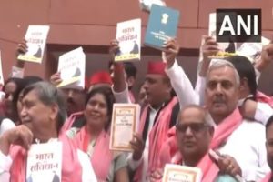 Pro-tem speaker appointment row: INDIA bloc leaders protest holding copy of Constitution