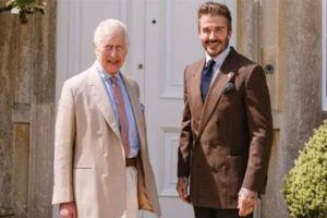 David Beckham exchanges beekeeping tips with King Charles