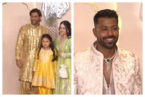 In photos: MS Dhoni, Pandya, other cricketers grace Anant Ambani-Radhika Merchant’s ‘Lagna Vidhi’ ceremony