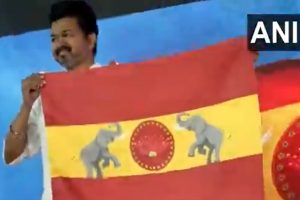 Actor Vijay unveils Tamilaga Vettri Kazhagam flag, symbol