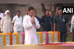 Rahul Gandhi pays tribute to Mahatma Gandhi at Rajghat on Gandhi Jayanti