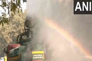 PWD vehicles sprinkle water in Delhi to reduce dust amid rise in air pollution