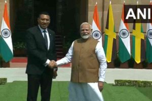 PM Modi meets Jamaican counterpart Andrew Holness at Hyderabad House in Delhi