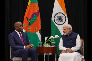 PM Modi holds bilateral talks with Dominica PM Roosevelt Skerrit in Georgetown