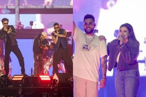 Vicky Kaushal, Parineeti Chopra groove on stage with Karan Aujla at his Mumbai concert