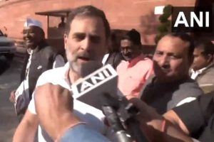 Opposition MPs including LoP Rahul Gandhi hold protest over Adani issue at Parliament premises