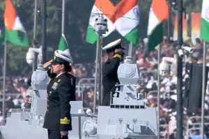 India Showcases Maritime Power with INS Surat, INS Nilgiri, and INS Vagsheer at 76th Republic Day Parade