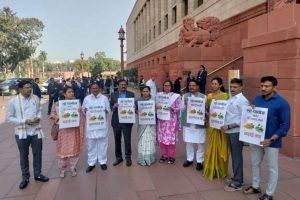 Budget Session: Maha Vikas Aghadi MPs Protest in Support of Soybean Farmers