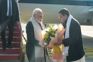 PM Modi Arrives in Uttarakhand to Offer Prayers at Winter Seat of Ganga in Mukhwa