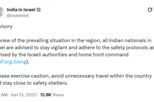 Indian Embassy in Israel Issues Safety Advisory Amid Escalating Israel-Iran Tensions