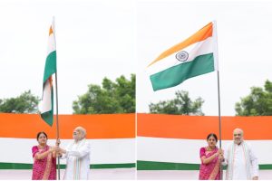 Amit Shah Hoists Tricolour at Delhi Residence as ‘Har Ghar Tiranga’ Campaign Enters 4th Year