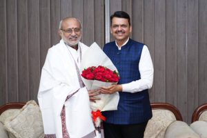 Maharashtra CM Fadnavis, Dy CM Shinde Extend Wishes to Governor CP Radhakrishnan on NDA’s Vice Presidential Nomination